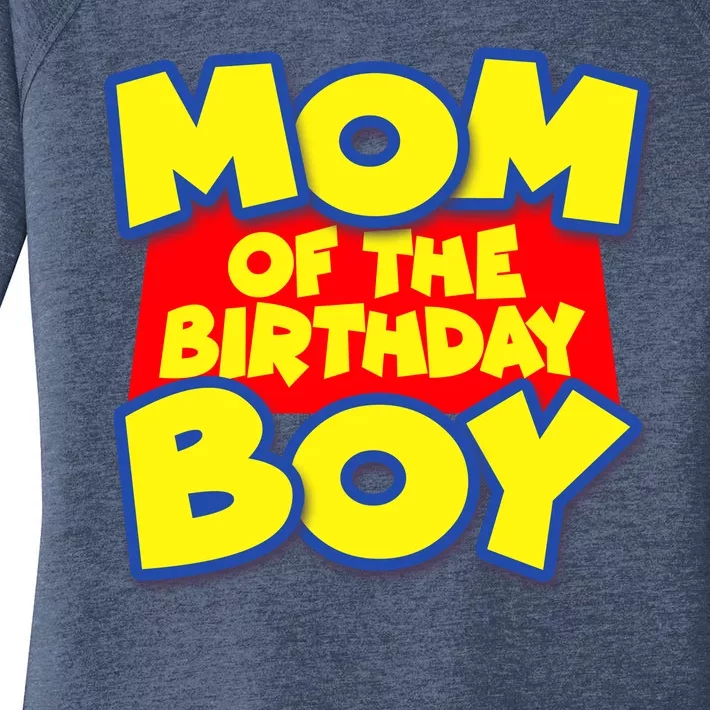 Mom of the Birthday Boy Spoof Toy Logo Women's Perfect Tri Tunic Long Sleeve Shirt