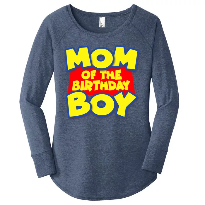 Mom of the Birthday Boy Spoof Toy Logo Women's Perfect Tri Tunic Long Sleeve Shirt