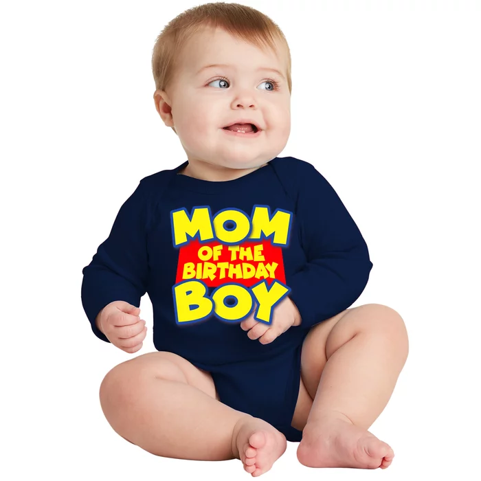 Mom of the Birthday Boy Spoof Toy Logo Baby Long Sleeve Bodysuit