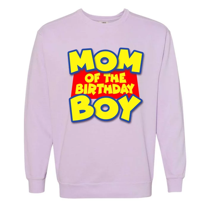 Mom of the Birthday Boy Spoof Toy Logo Garment-Dyed Sweatshirt