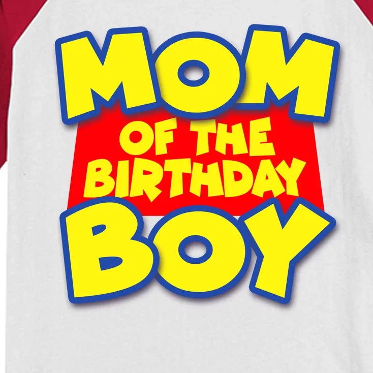 Mom of the Birthday Boy Spoof Toy Logo Kids Colorblock Raglan Jersey