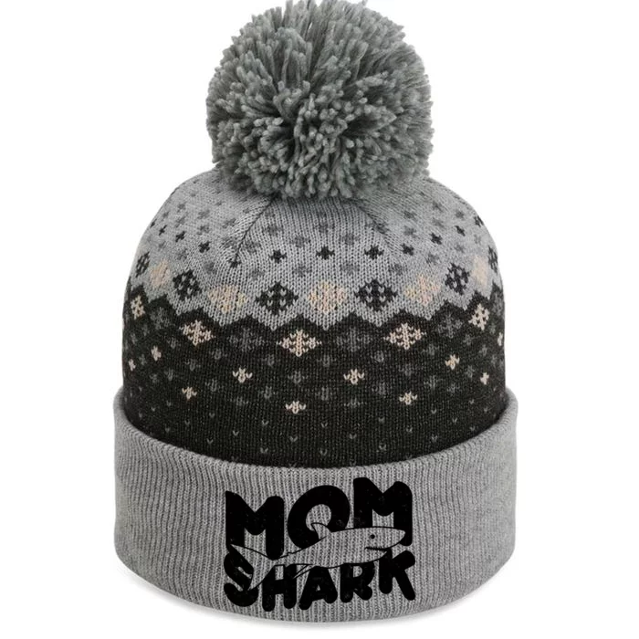 Mom Shark Funny Cute The Baniff Cuffed Pom Beanie