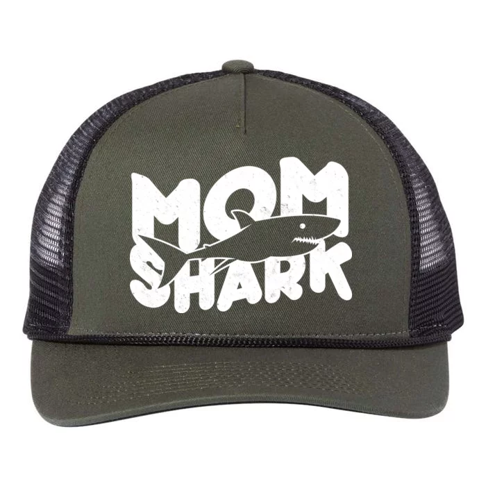 Mom Shark Funny Cute Retro Rope Trucker Hat Cap