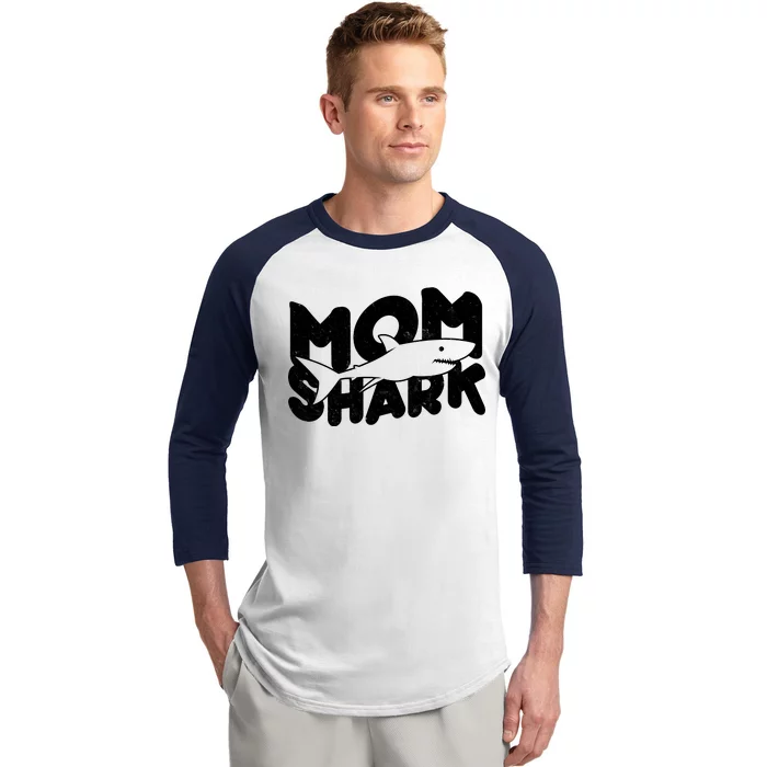 Mom Shark Funny Cute Baseball Sleeve Shirt