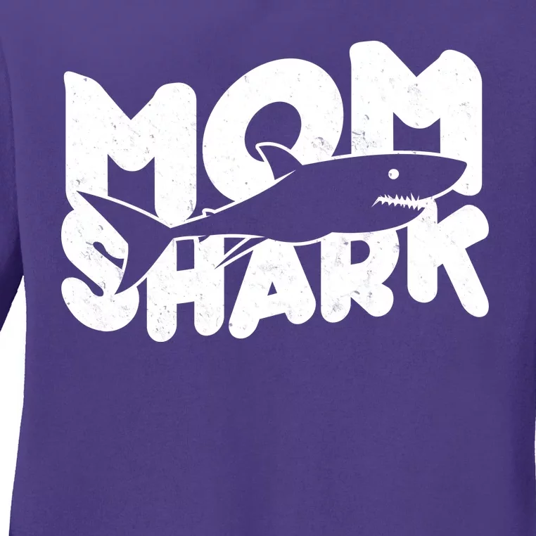 Mom Shark Funny Cute Ladies Long Sleeve Shirt