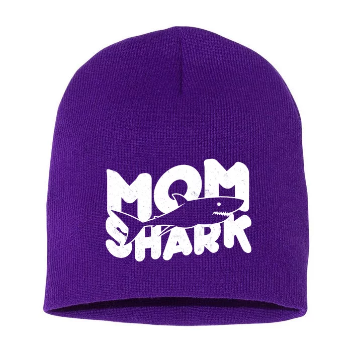 Mom Shark Funny Cute Short Acrylic Beanie