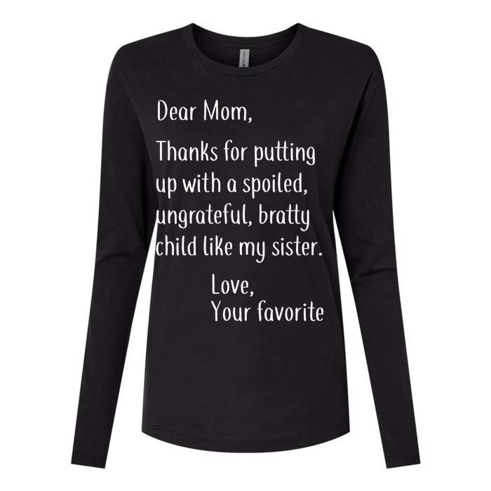 Mom Thanks For Putting Up With My Sister Womens Cotton Relaxed Long Sleeve T-Shirt