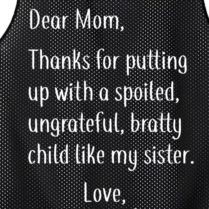 Mom Thanks For Putting Up With My Sister Mesh Reversible Basketball Jersey Tank