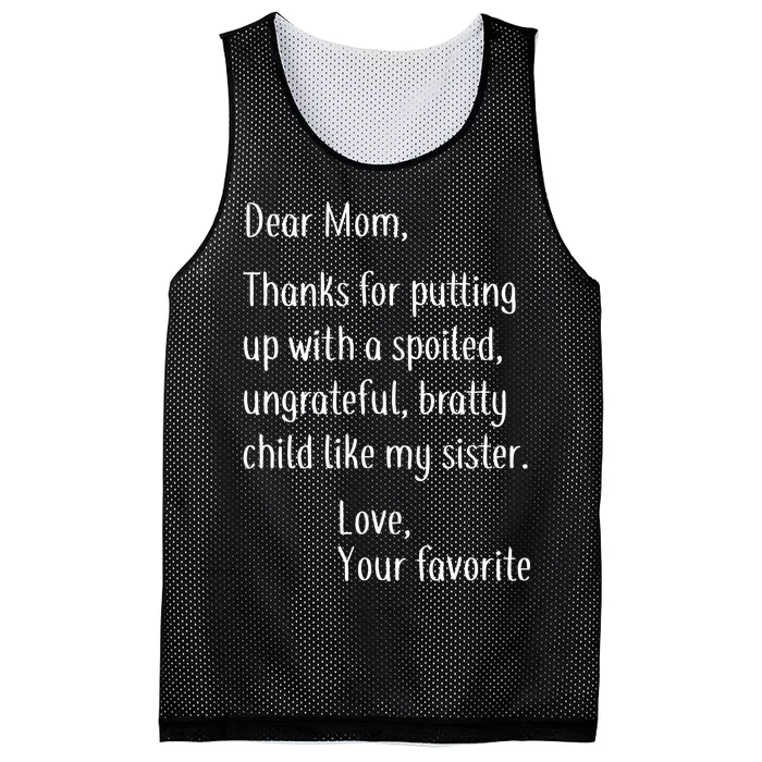 Mom Thanks For Putting Up With My Sister Mesh Reversible Basketball Jersey Tank