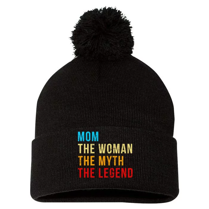 Mom The Woman The Myth The Legend Pom Pom 12in Knit Beanie