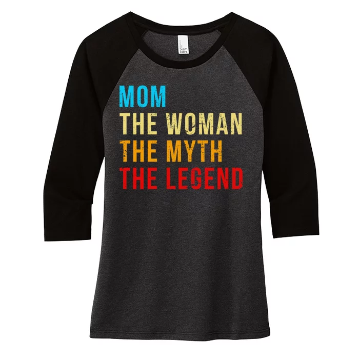 Mom The Woman The Myth The Legend Women's Tri-Blend 3/4-Sleeve Raglan Shirt