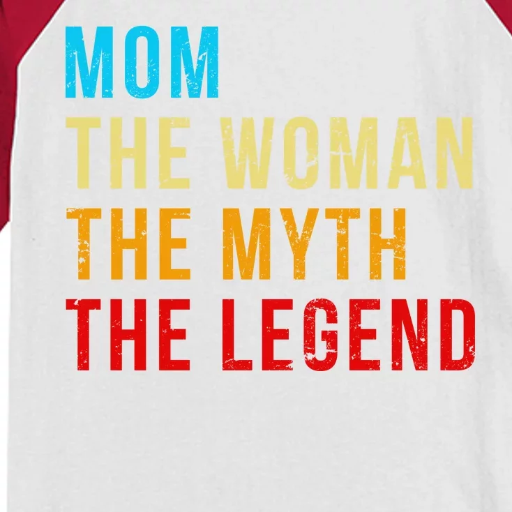 Mom The Woman The Myth The Legend Kids Colorblock Raglan Jersey