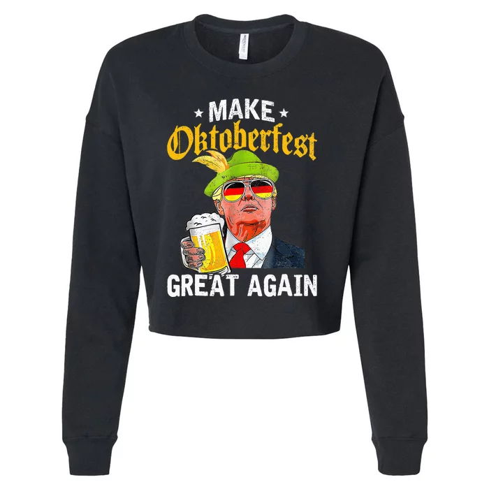 Munich Oktoberfest Make October Fest Great Again Usa Cropped Pullover Crew