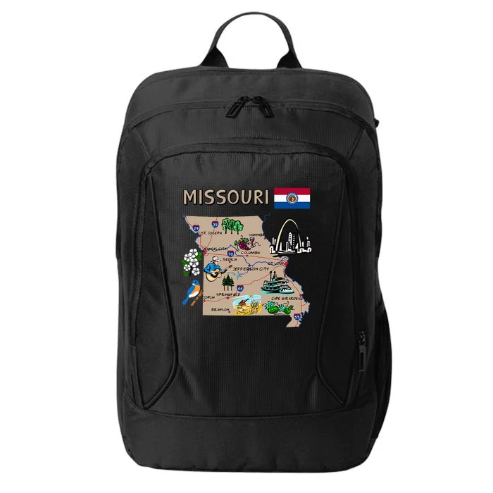 Map Of Missouri Landmarks Major Cities Roads Flag City Backpack