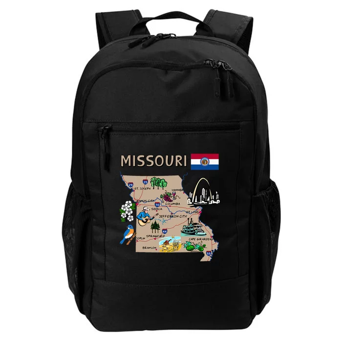 Map Of Missouri Landmarks Major Cities Roads Flag Daily Commute Backpack