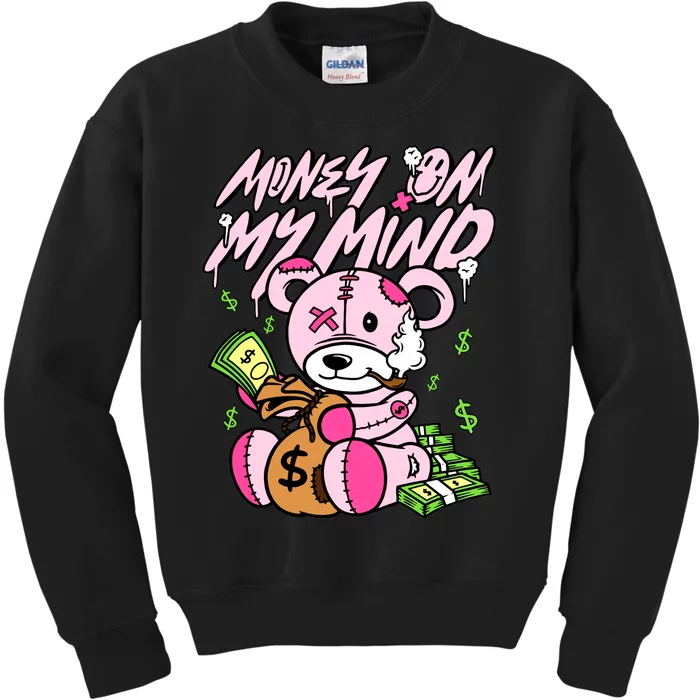 Money On My Mind Cool Bear Gang Swag Team Matching Sneaker Gift Idea Trending Kids Sweatshirt