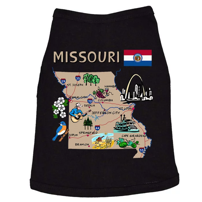 Map Of Missouri Landmarks Major Cities Roads Flag Doggie Tank