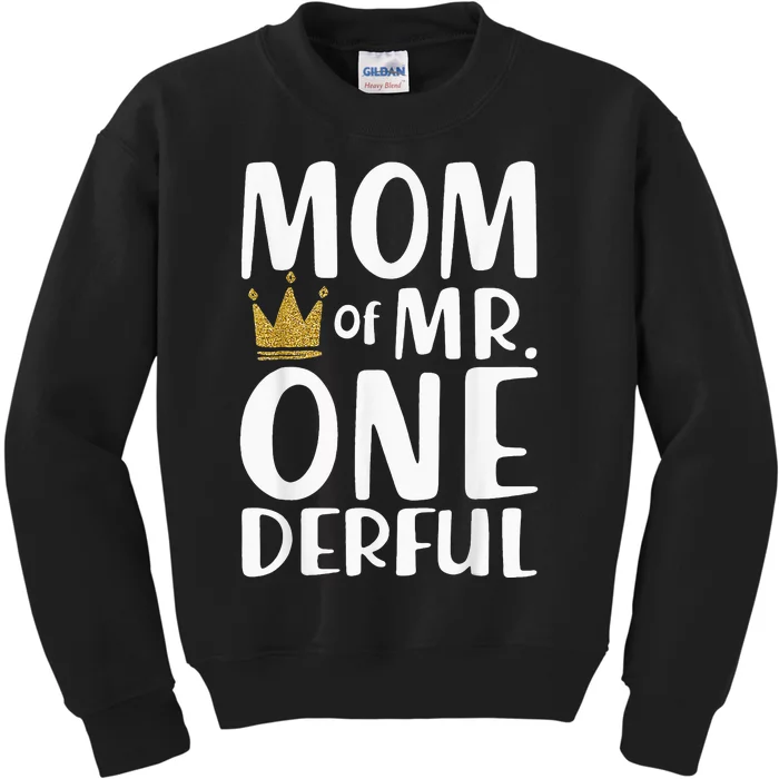 Mom of Mr.Onederful funny Mother's Day Kids Sweatshirt