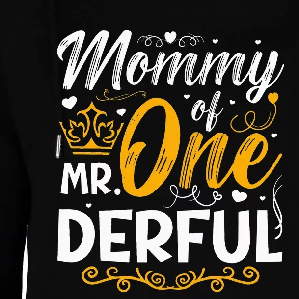 Mommy Of Mr One Derful Party Matching Family 1st Birthday Womens Funnel Neck Pullover Hood