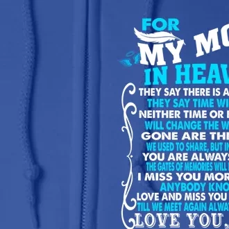 Memorial Of My Mom For Daughter Son Loss Mom In Heaven Cool Gift Full Zip Hoodie