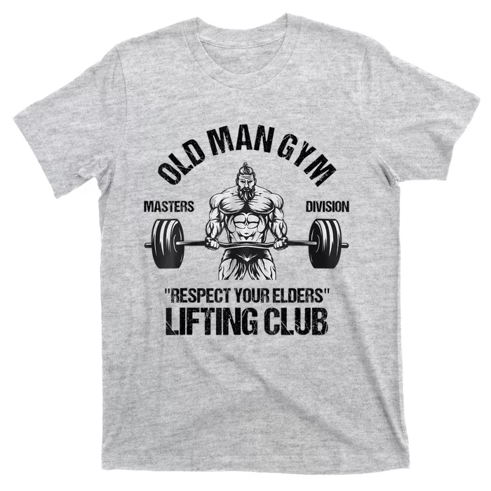 Mens Old Man Gym Respect Your Elders Lifting Clubs Weightlifting T-Shirt