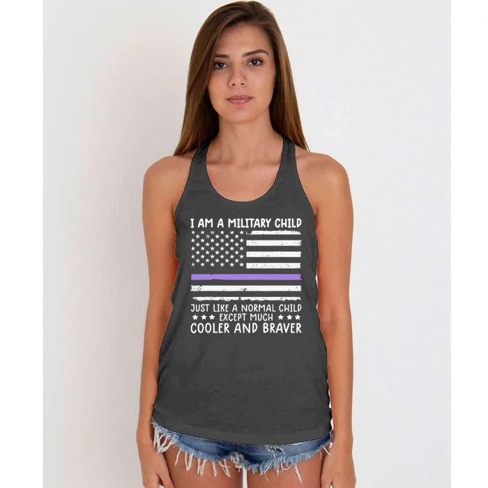 Month Of Military Strong I Am A Military Child Army Women's Knotted Racerback Tank