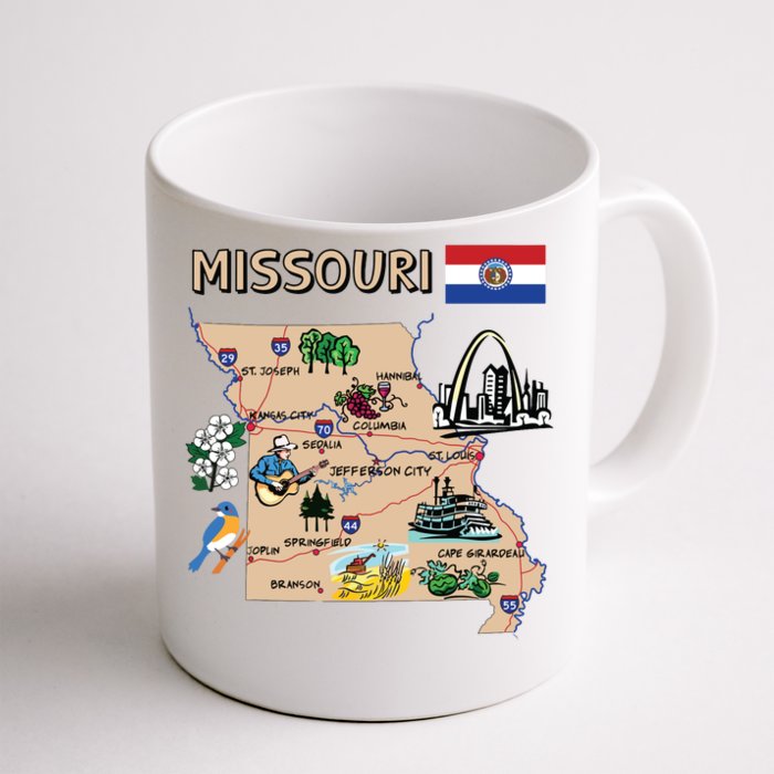 Map Of Missouri Landmarks Major Cities Roads Flag Front & Back Coffee Mug