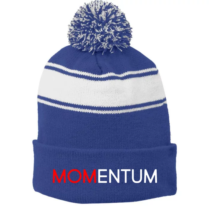 Momentum Mom Stripe Pom Pom Beanie