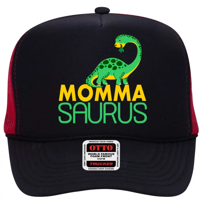 Momma Saurus Mommasaurus Dinosaur Cute Mom High Crown Mesh Trucker Hat