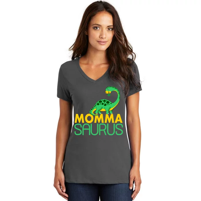 Momma Saurus Mommasaurus Dinosaur Cute Mom Women's V-Neck T-Shirt