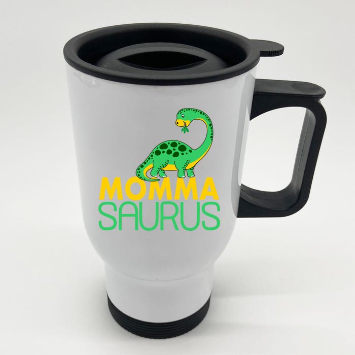 Momma Saurus Mommasaurus Dinosaur Cute Mom Front & Back Stainless Steel Travel Mug