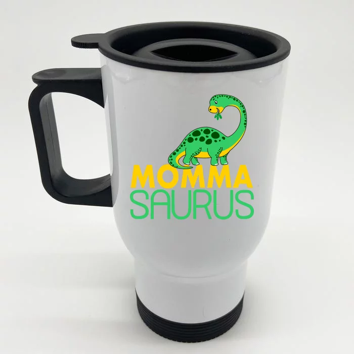 Momma Saurus Mommasaurus Dinosaur Cute Mom Front & Back Stainless Steel Travel Mug