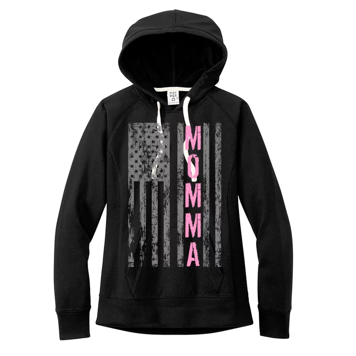 Momma Vintage USA Flag Women's Fleece Hoodie