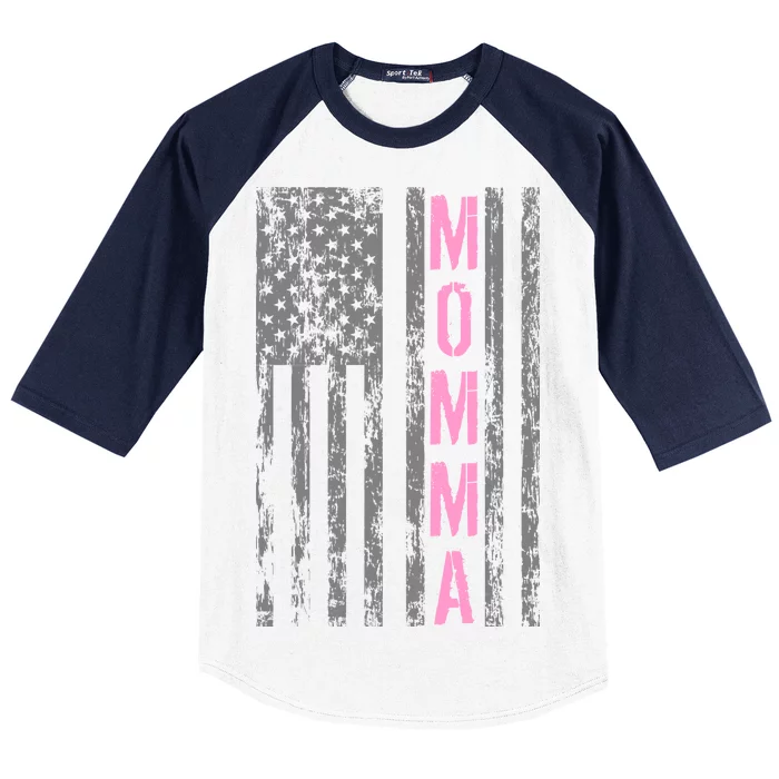 Momma Vintage USA Flag Baseball Sleeve Shirt