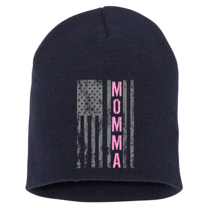 Momma Vintage USA Flag Short Acrylic Beanie