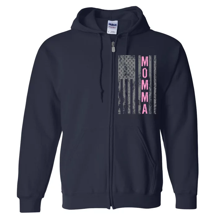 Momma Vintage USA Flag Full Zip Hoodie