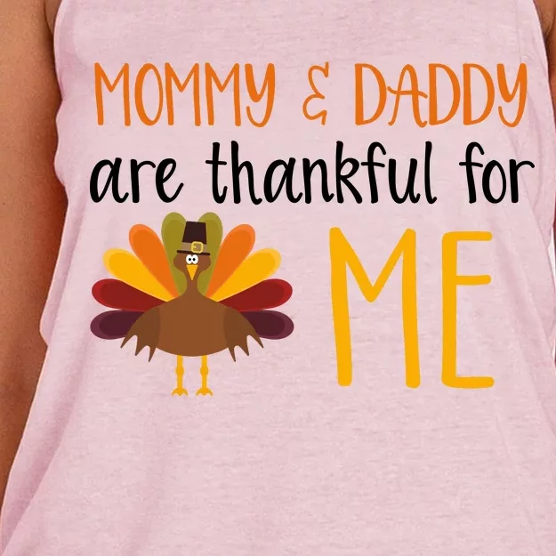 Mommy And Daddy Are Thankful For ME Women's Knotted Racerback Tank