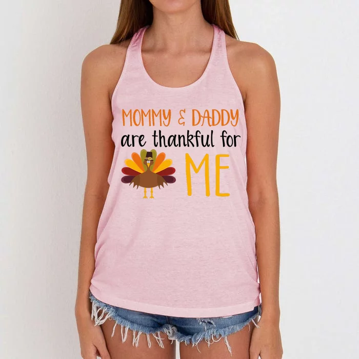 Mommy And Daddy Are Thankful For ME Women's Knotted Racerback Tank