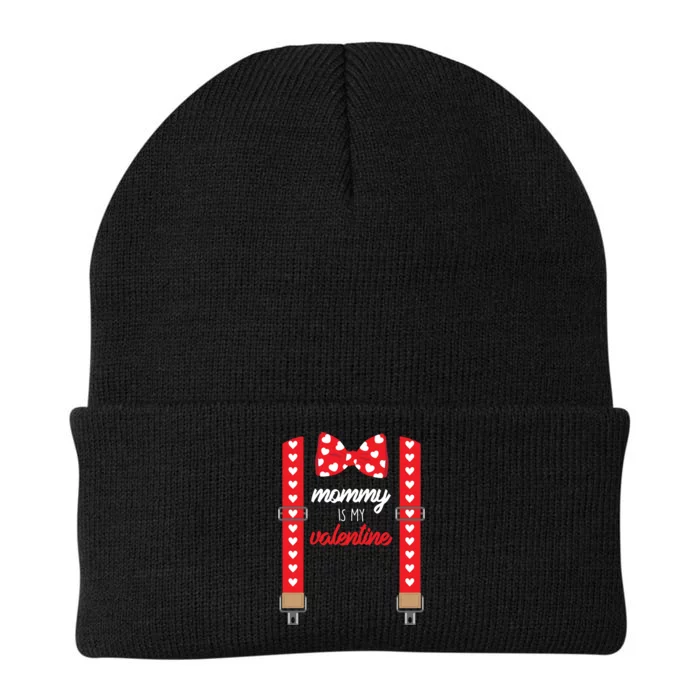 Mommy Is My Valentine Cute Bow Tie Suspenders Knit Cap Winter Beanie