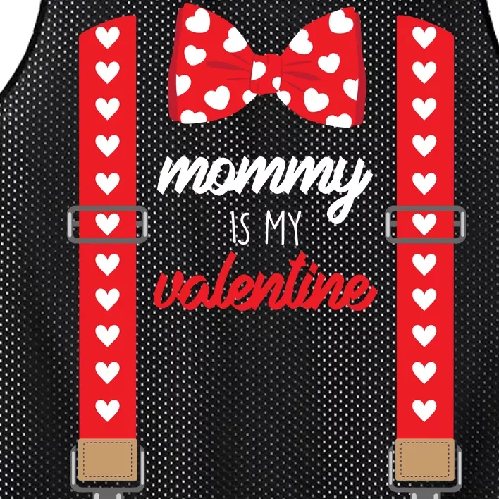 Mommy Is My Valentine Cute Bow Tie Suspenders Mesh Reversible Basketball Jersey Tank