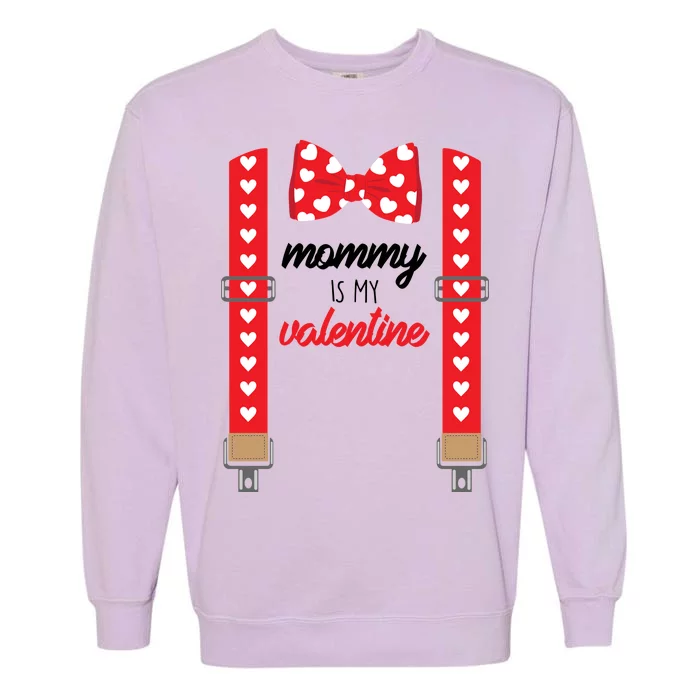 Mommy Is My Valentine Cute Bow Tie Suspenders Garment-Dyed Sweatshirt