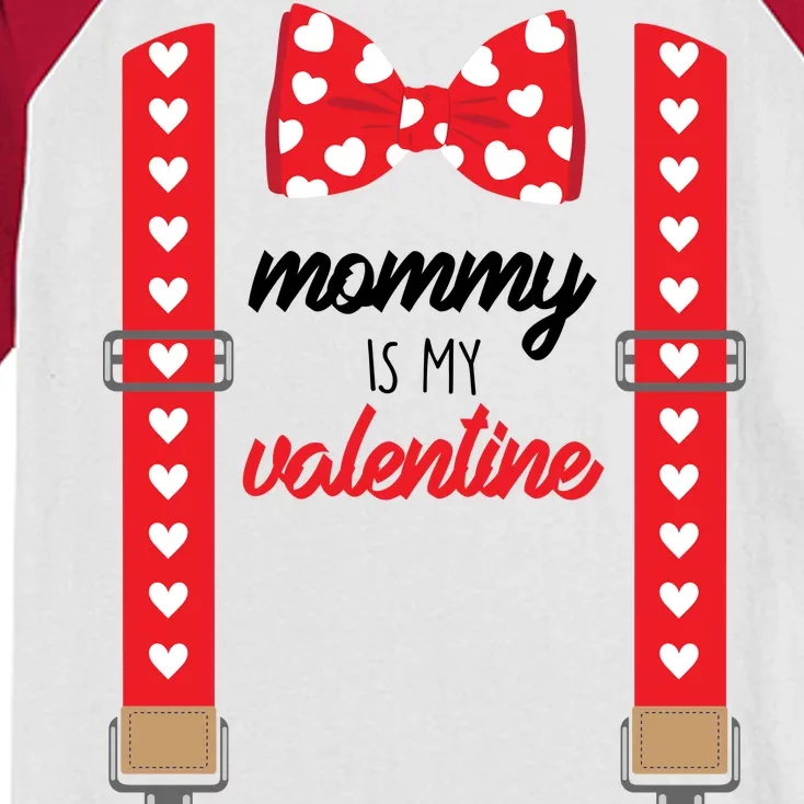 Mommy Is My Valentine Cute Bow Tie Suspenders Kids Colorblock Raglan Jersey