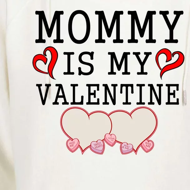 Mommy Is My Valentine Gift For Little Boy Womens Funnel Neck Pullover Hood