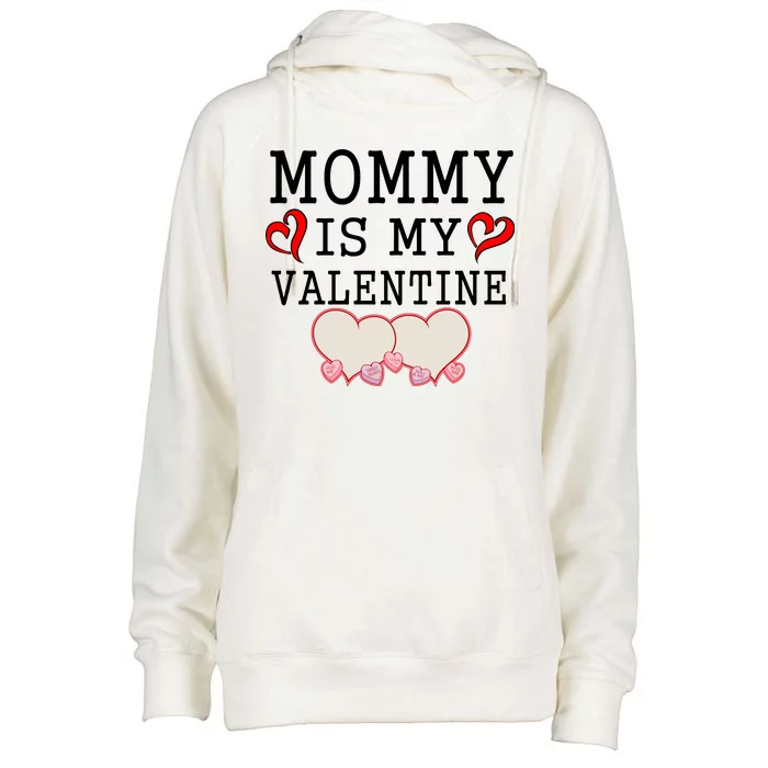 Mommy Is My Valentine Gift For Little Boy Womens Funnel Neck Pullover Hood