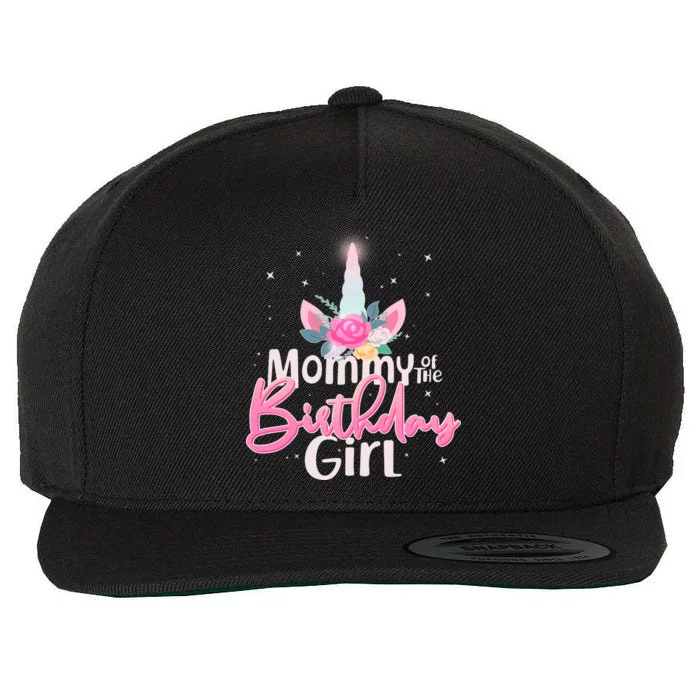 Mommy of the Birthday Girl Magical Unicorn Wool Snapback Cap