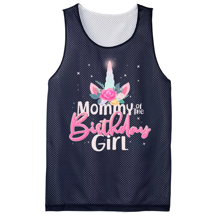 Mommy of the Birthday Girl Magical Unicorn Mesh Reversible Basketball Jersey Tank