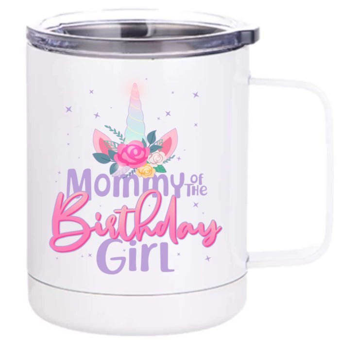 Mommy of the Birthday Girl Magical Unicorn Front & Back 12oz Stainless Steel Tumbler Cup