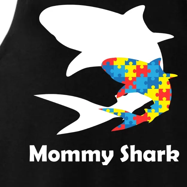 Mommy Shark Autism Awareness Ladies Tri-Blend Wicking Tank