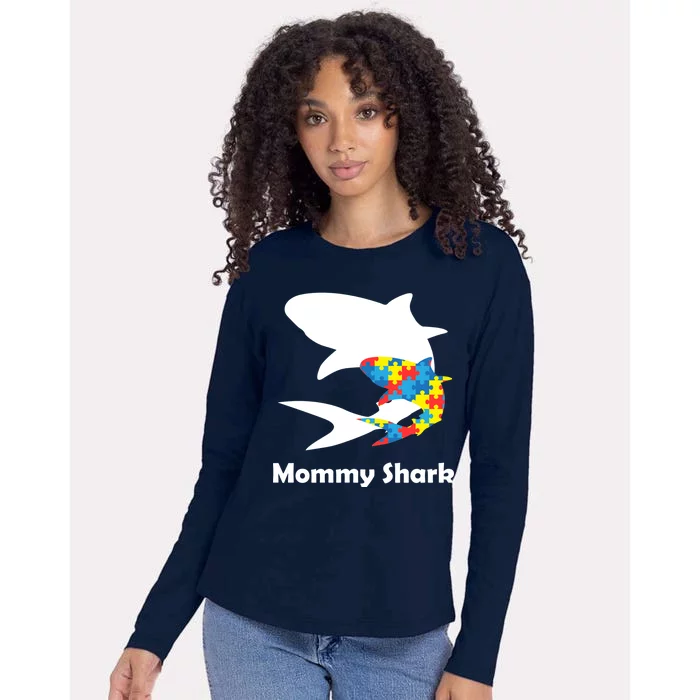 Mommy Shark Autism Awareness Womens Cotton Relaxed Long Sleeve T-Shirt