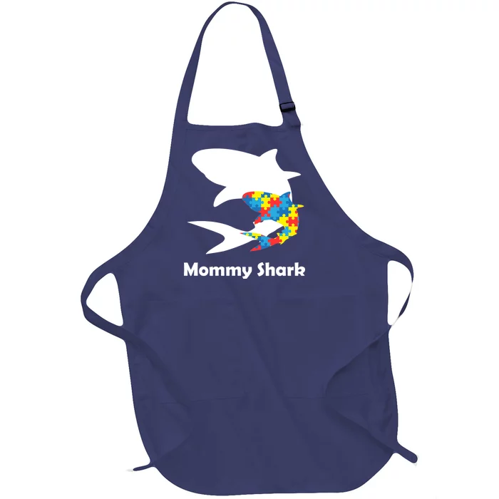 Mommy Shark Autism Awareness Full-Length Apron With Pocket